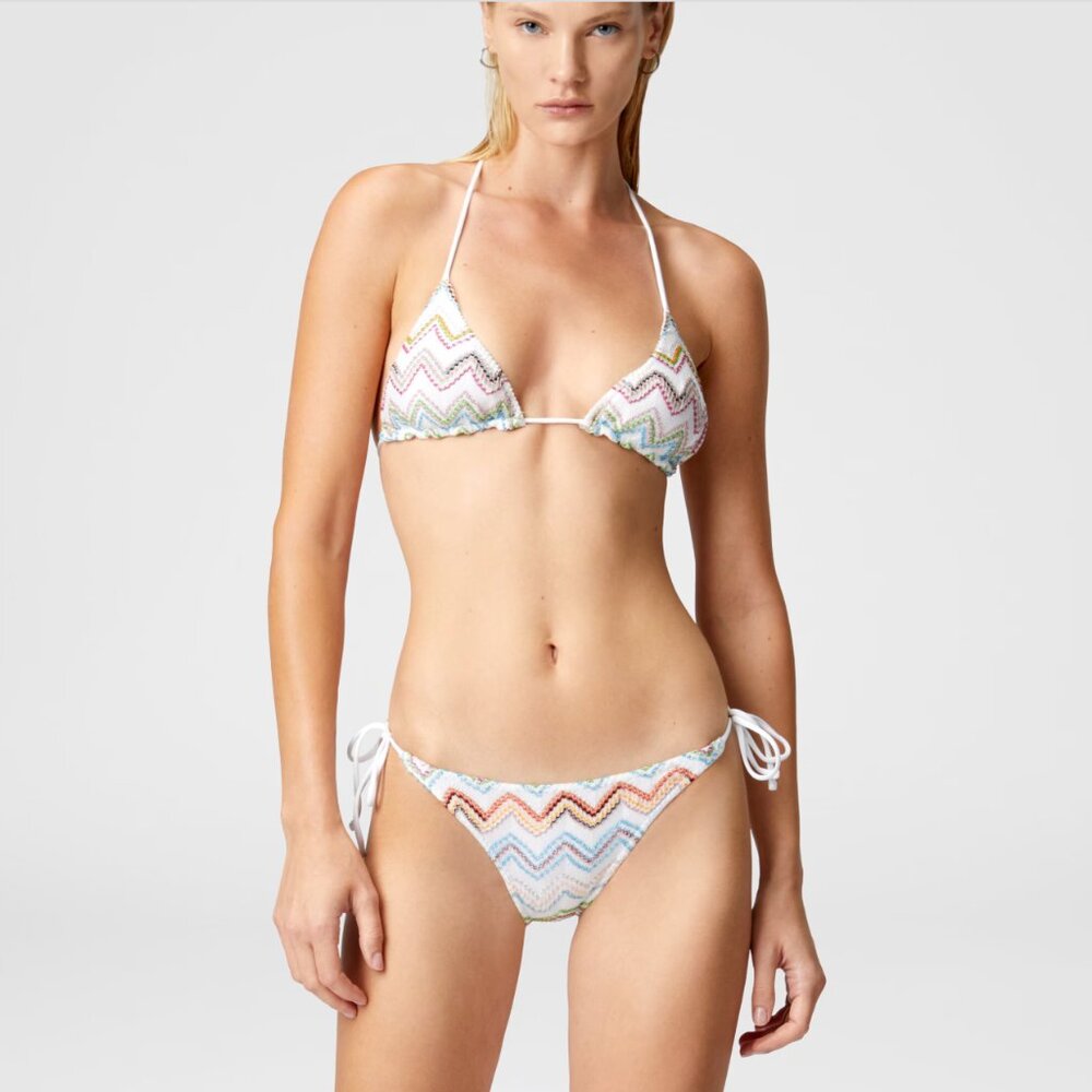 Missoni 3D Lamé Zig Zag Triangle Bikini Top